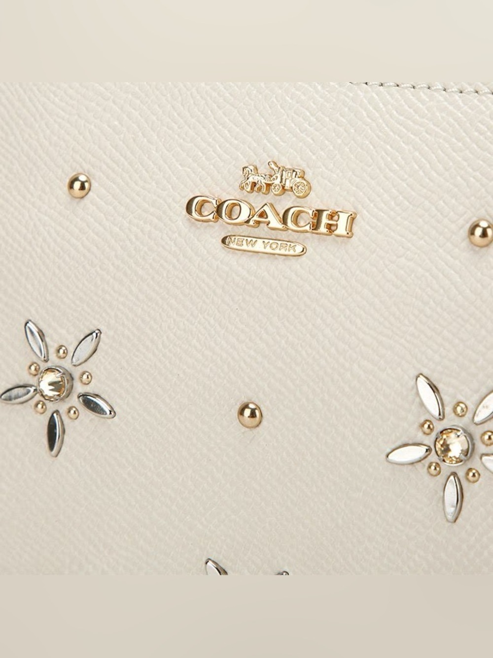 RARE Coach Designer Floral Crystal and Stud Chalk Envelope Wallet Purse F73495 - Picture 3 of 9